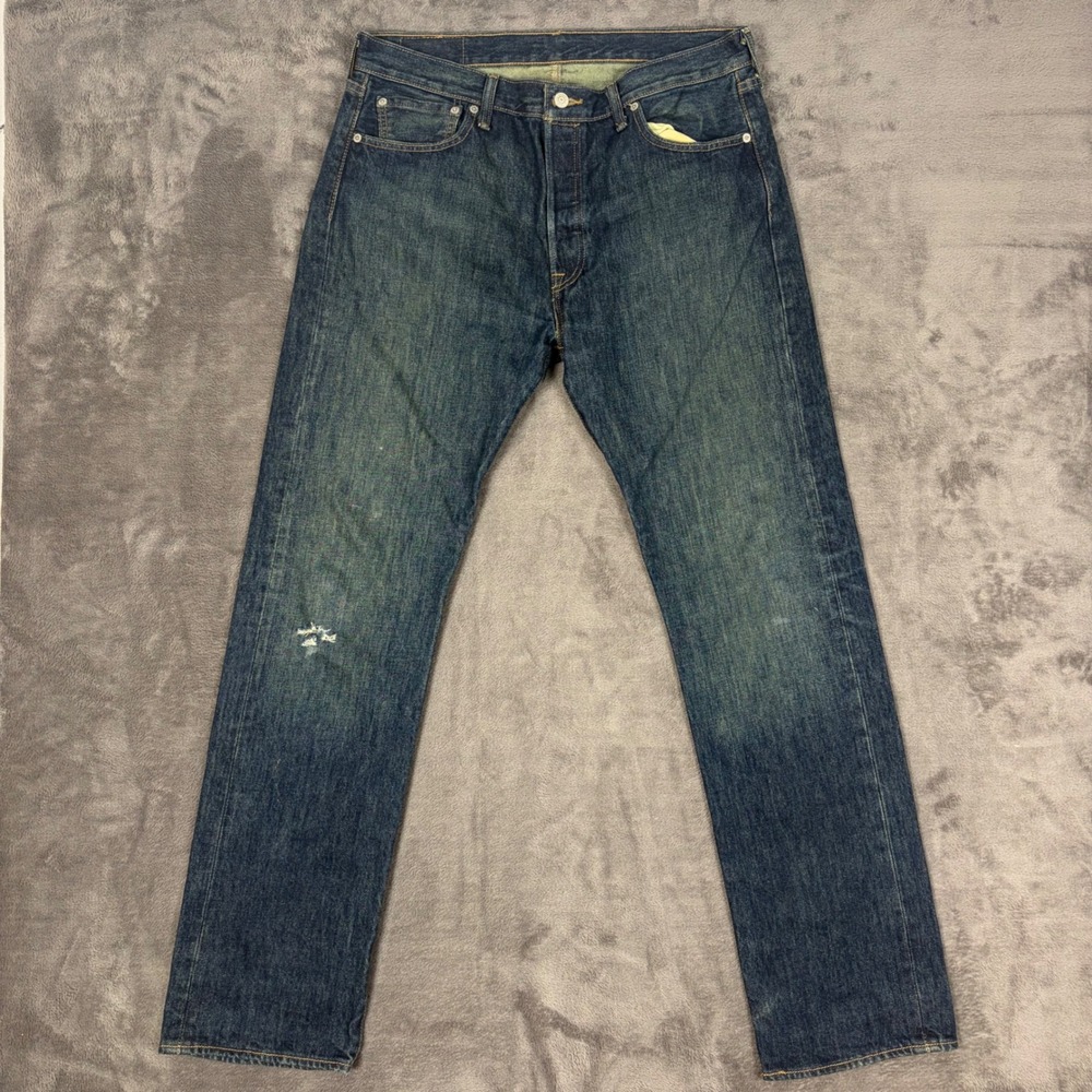 Levis 501 Jeans Mens W34 L34 Dark Wash Indigo Original Fit Button Fly Denim